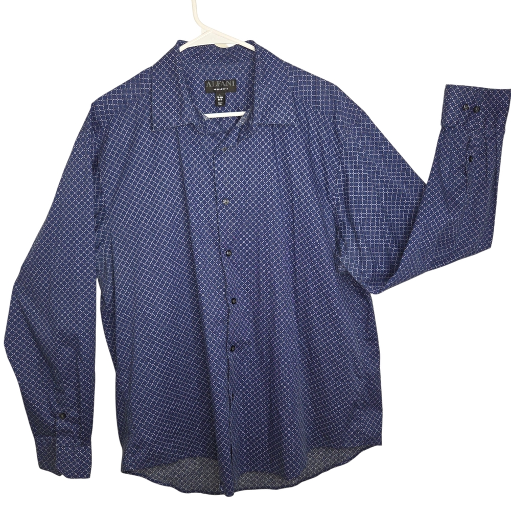 Alfani Men's Navy Geometric Button-Down Shirt